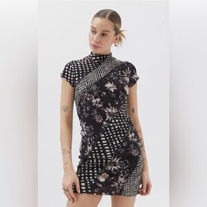 Urban Outfitters (UO) Nina Spliced Mock Neck Mini Dress - size L